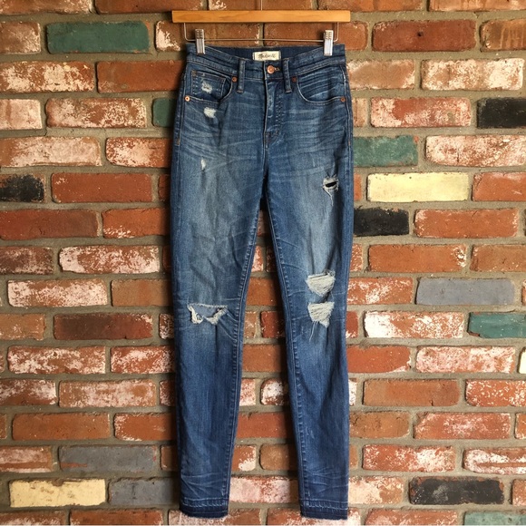 Madewell 9" High Rise Skinny Distressed Jeans - Picture 2 of 11